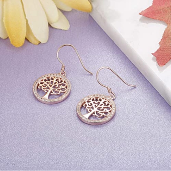 Sterling Silver Tree Dangle Earrings - Picture 3 of 4